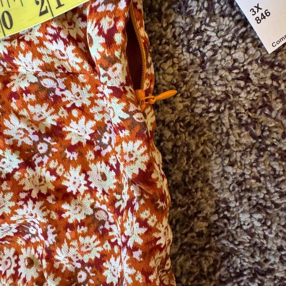 Joie Floral Print Summer Harko Dress Plus Sz 3X Orange Cream Brown VNeck Floral - Picture 9 of 10